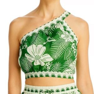 Farm Rio NWT Off-White Macaw Elegance Crop Top Size Medium One Shoulder Tropical